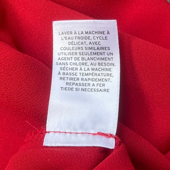 Trouvé Red Drape Front Ruched Blouse Long Sleeve V-Neck – Size Small - Picture 16 of 16